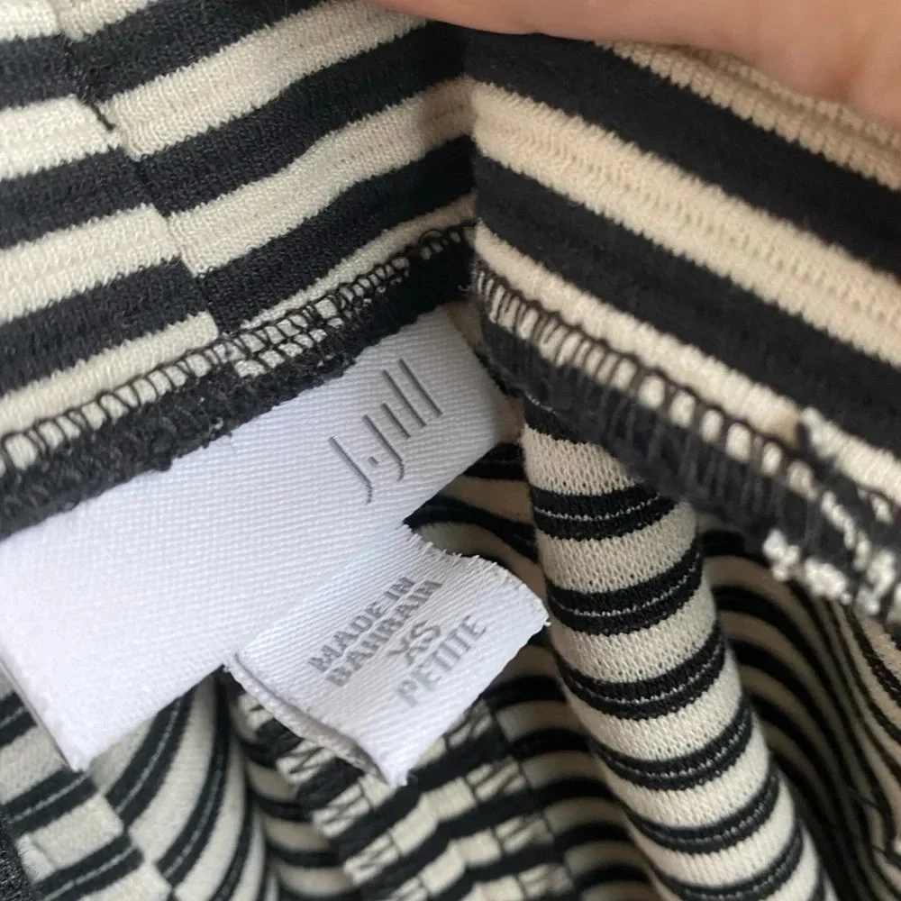 J. Jill Black White Striped Stretch Knit Pencil Skirt Size XS Petite